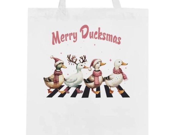 Merry Duckmas Tote Bag, Funny Duck Holiday Bag, Merry Duckmas Totes, Gift for friends Bags, Silly Goose Tote