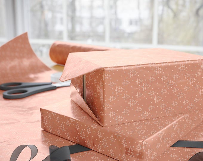 Vintage Rust Christmas Tree Wrapping Paper: {Gift Wrap, Birthday, Holiday, Christmas} Coordinating Vintage Gift Wrap, Vintage Holiday Paper