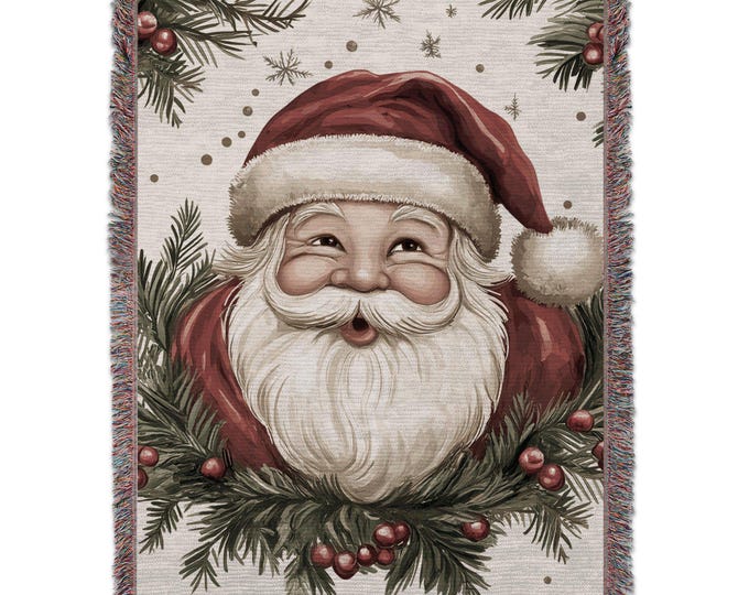 Santa Claus Christmas Blanket, Holiday Santa Face Design, Christmas Decorations Blanket, Cozy Santa Print Throws, X-Mas Gifts