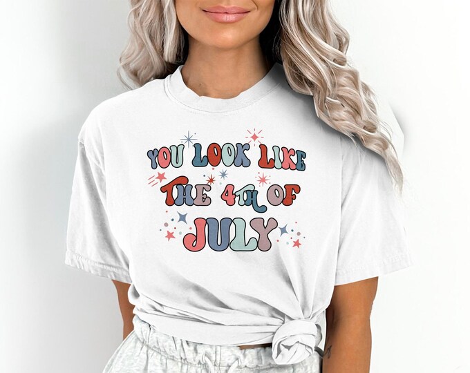 Retro Trendy Patriotic Comfort Colors July 4th Shirt - Red, White, and Blue Tee