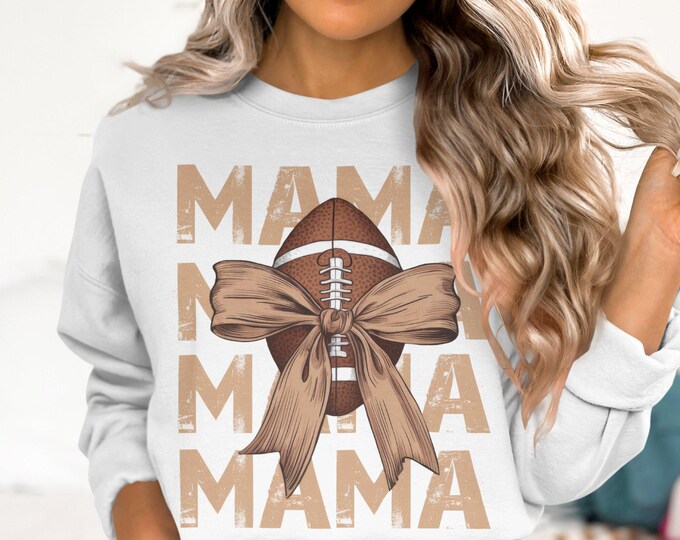 Coquette Football Mama Sweatshirt, Cute Mama Football Hoodie, Perfect Gift for Football Moms, Cozy Fall Sweatshirt, Football Season Top