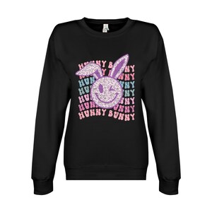 Retro Smiley Easter Bunny Sweatshirt: Trendy Unisex Crewneck