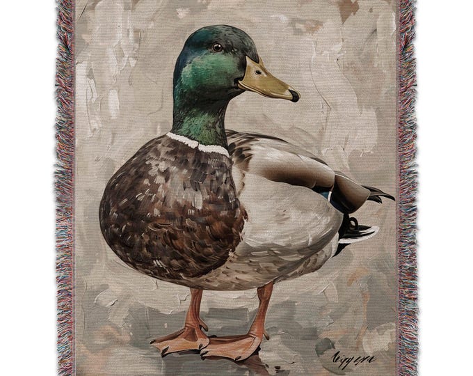 Mallard Duck  woven blanket , Mallard Duck Woven Tapestry, Mallard Duck Woven Throw Blanket, Bird lover gift, vintage mallard duck blanket