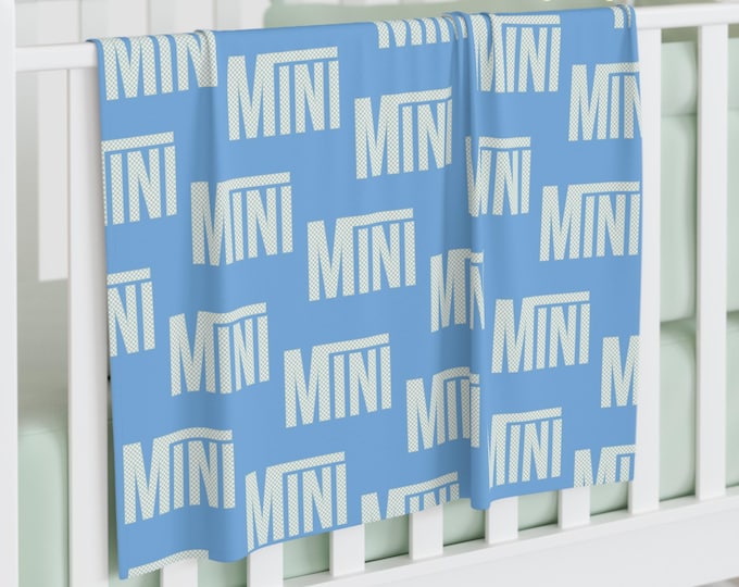 Retro Mini Green Check and Blue Baby Swaddle Blanket, Retro Baby Swaddle, Mini Blue Baby Blanket, Baby Shower Gift