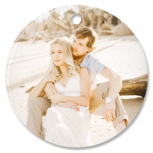 Personalized Photo Porcelain Ornaments, Custom Engagement Photo Ornament, G129
