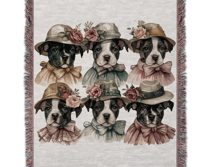 Boston Terriers woven blanket, Large woven throw for dog lovers, Boston Terrier Tapestry wall decor, Boston Terrier Throw, Gift for Dog love