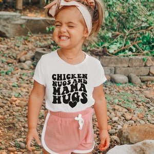 Chicken Nugs and Mama Hugs Retro Youth Tee, Retro Youth Shirt,  Cute Summer Kids Shirt, Comfort Colors Retro Tee