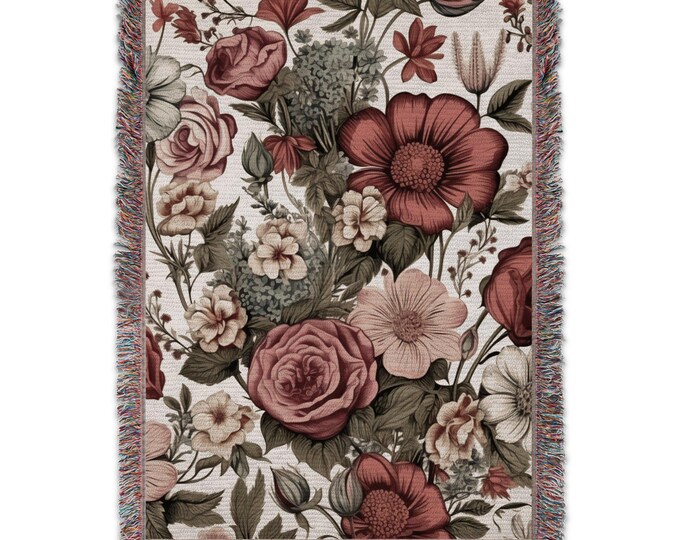 Flower Pattern Blanket, Floral Throw Blanket, Flower Print Bedding, Colorful Flower Coverlet, Cozy Nature-Inspired Blanket, Floral Sofa