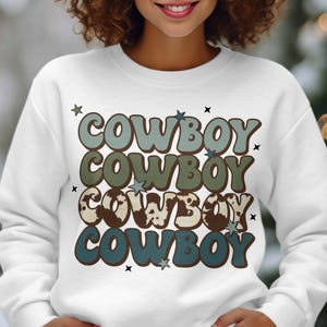 Retro Cowboy Print Sweatshirt: Western Graphic Pullover