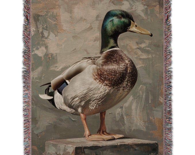 Mallard Duck Woven Blanket, Unique Mallard Duck  Decor, Vibrant Mallard Duck Printed Blanket, Perfect Gift for Duck Hunters, Mallard Duck