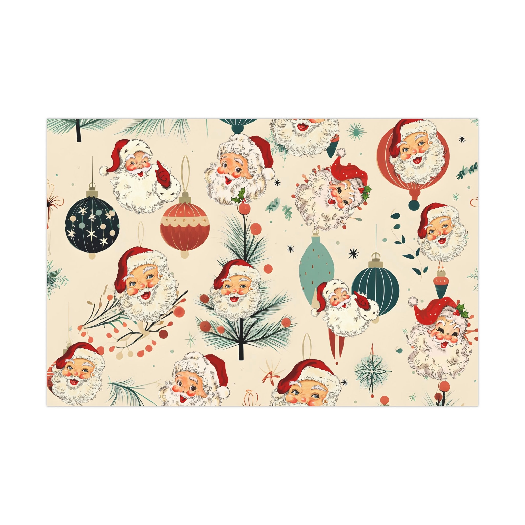 Santa Vintage Style Roll Wrapping Paper Gift Wrap 2.5 Feet x 2.66