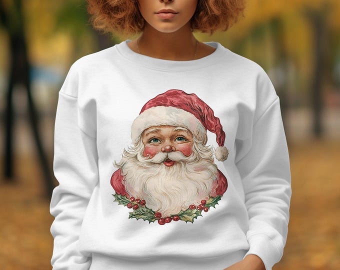 Vintage Santa Claus Sweatshirt, Christmas Holiday Pullover, Festive Santa Face Jumper, Holiday Winter Apparel, Merry Christmas Sweater