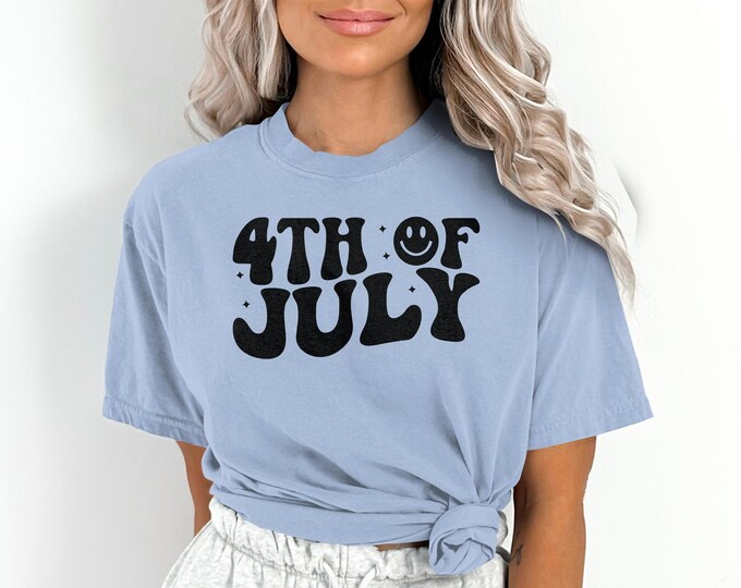 Retro Trendy Patriotic Comfort Colors July 4th Shirt - Red, White, and Blue Tee