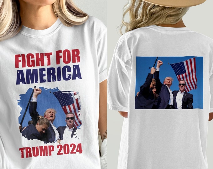 Trump Patriotic T-Shirt with American Flag, Trump Assassination Attempt Shirt, Inspirational Moment for Trump Fans, Patriotic shirt