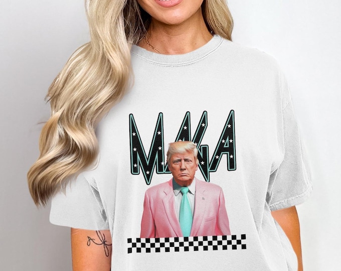 Funny Trump 2024 Pink Suit Shirt, MAGA Trendy Retro Comfort Colors Tee, Humorous Election 2024 Design, Trendy Trump Shirt