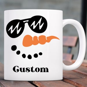 Custom Snowman Mug, Personalized Snowman Mug, Custom Name Cute Snowman Face Coffee Mug, Personalized Christmas Mug Team gift