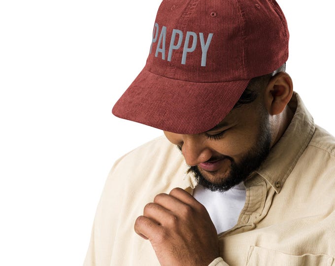 Embroidered Pappy Vintage corduroy cap, Embroidered Pappy Hat, Fathers Day Gift, Gift for Grandfather, Casual Hat