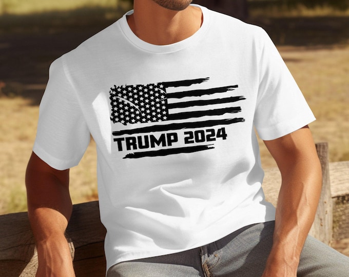 American Flag Trump 2024 T-Shirt, Patriotic Graphic Tee, Support Trump Shirt, Election 2024 Apparel, Political Statement Shirt