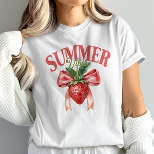 Summer Vibes Strawberry Graphic T-Shirt, Cute Summer Tee, Fruit Print Shirt, Fun Summer Fashion, Adorable Berry Design Top