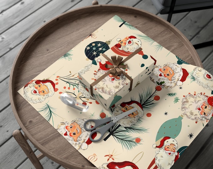 Vintage Santa Gift Wrap Papers, Custom Vintage Christmas Wrapping Paper