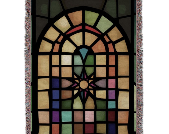 Stained Glass Blanket, Colorful Window Blanket, Gothic Arch Blanket, Unique Design Blanket, Home Decor Blankets