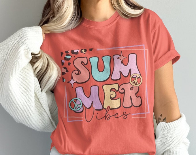 Trendy Summer Vibes Comfort Colors T-Shirt, Colorful Summer Retro Style, Family Vacation Shirt, Unisex Tee, Perfect for Beach
