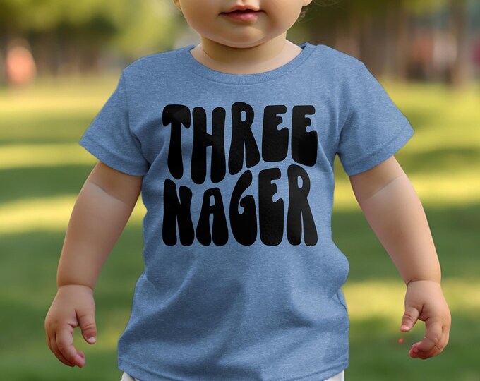 Cute Threenager Shirt, Funny Toddler Tee, Third Birthday Outfit, Kids Graphic Shirt, Trendy Birthday Gift, Cool Threenager TShirt