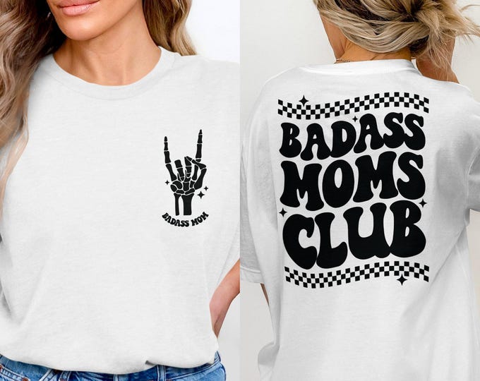 Badass Mom Club Skeleton Hand Shirt, Funny Graphic Tee for Cool Moms, Badass Mom Shirt, Perfect Mom Gift, Mother's Day Gift Idea, retro mom