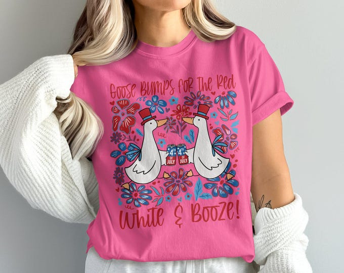 Funny Fourth of July Shirt, Goose Bumps White Booze Tshirt, Patriotic Holiday Tee, 4th of July Party Shirt, Funny Party TShirt