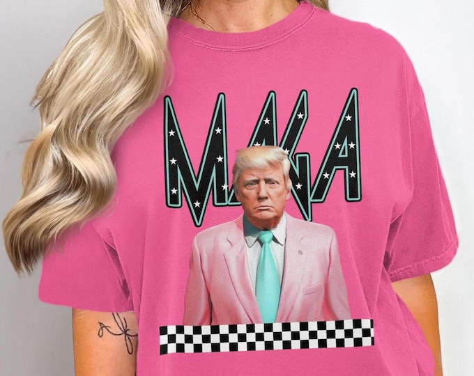 Funny Trump 2024 Pink Suit Shirt, MAGA Trendy Retro Comfort Colors Tee, Humorous Election 2024 Design, Trendy Trump Shirt