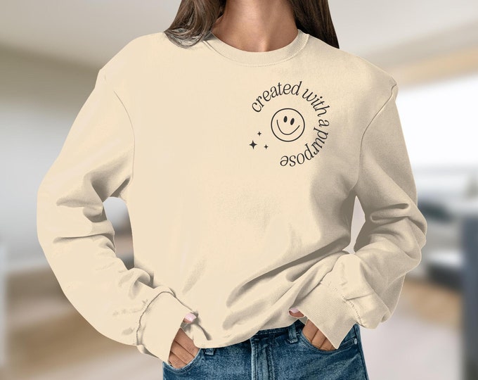 Created with a purpose Retro Smiley Face Shirt Shirt, Smiley Face Shirt, Groovy Shirt, Aesthetic Shirt,