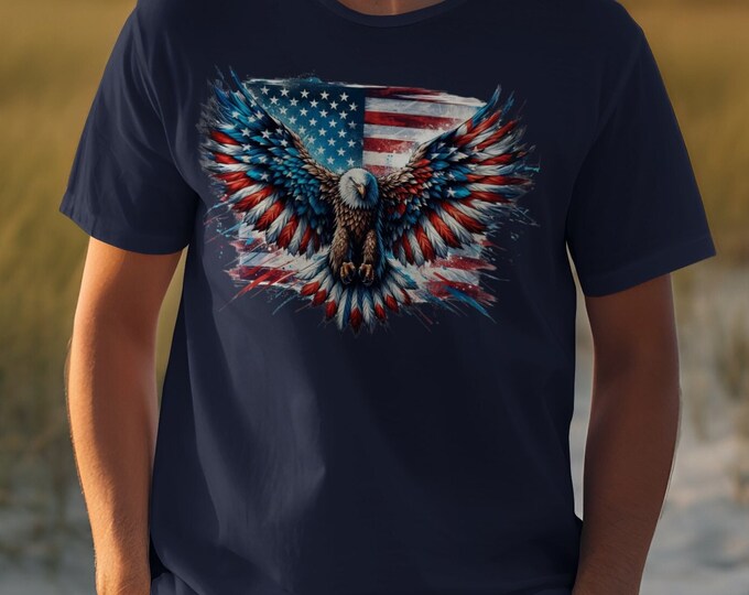 Patriotic American Flag Eagle T-Shirt, Bald Eagle Graphic Tee, USA Independence Day, 4th of July, American Pride Shirt