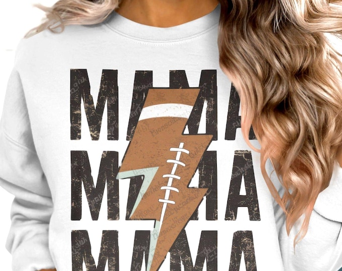 Football Mama Sweatshirt, Trendy Football Mom Shirt, Cute Mama Lightning Bolt Sweatshirt, Cozy Gift for Mom, Game Day Mom Top