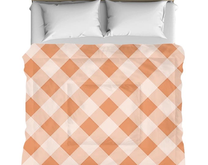 Retro Gingham Comforter for all ages, retro style checkered comforter gingham plaid checkered rustic retro comforter for all ages