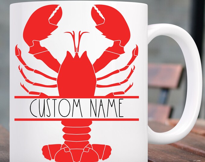 Custom Lobster Mug, Personalized LobsterMug, Custom Name Cute Lobster Coffee Mug, Personalized Lobster Mug Crustaceancore