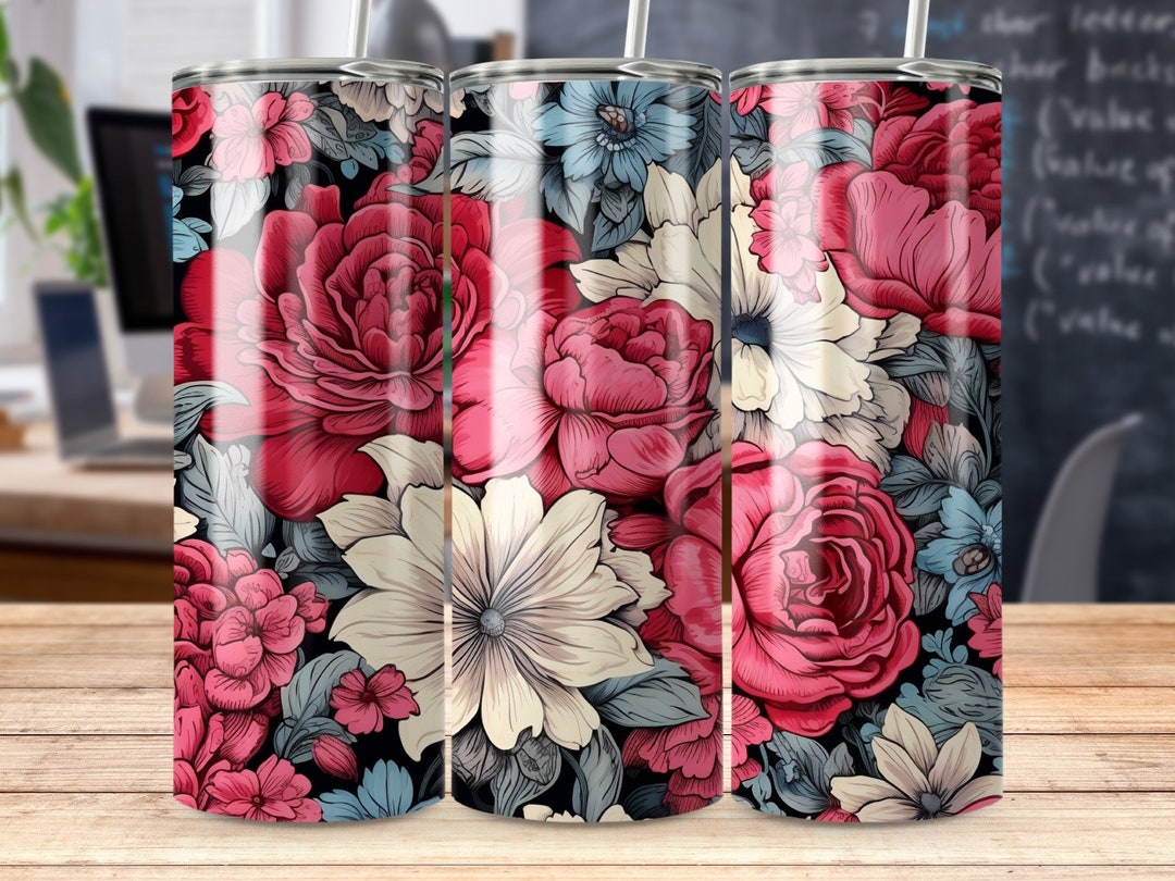 Vintage Pastel Floral Stainless Steel Tumbler main image 1