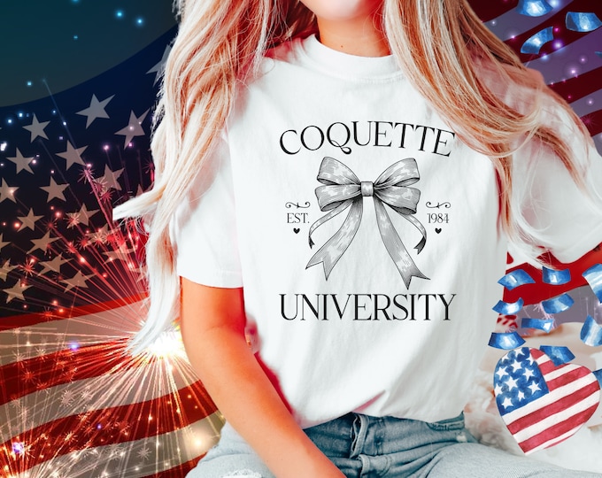 Coquette University Next Level Boyfriend Tee for Women, Coquette Slim Fit Soft Tee, Coquette Bow Baby Doll Tee