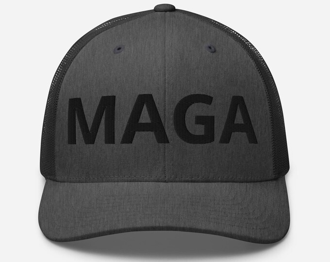 Black Maga Hat, Dark Maga Hat, Trump 2024 Black Trucker Cap, MAGA hat dark colors, Trump Trucker hat