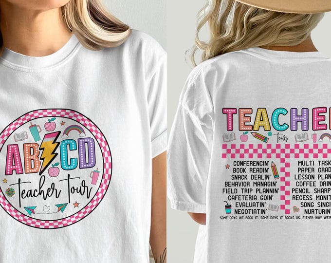 Retro Teacher Tour Tee, Comfort Colors ABCD Teacher Tour Shirt,  Back To School Shirt, ABCD Teacher Tour Mug, Gift for Teachers