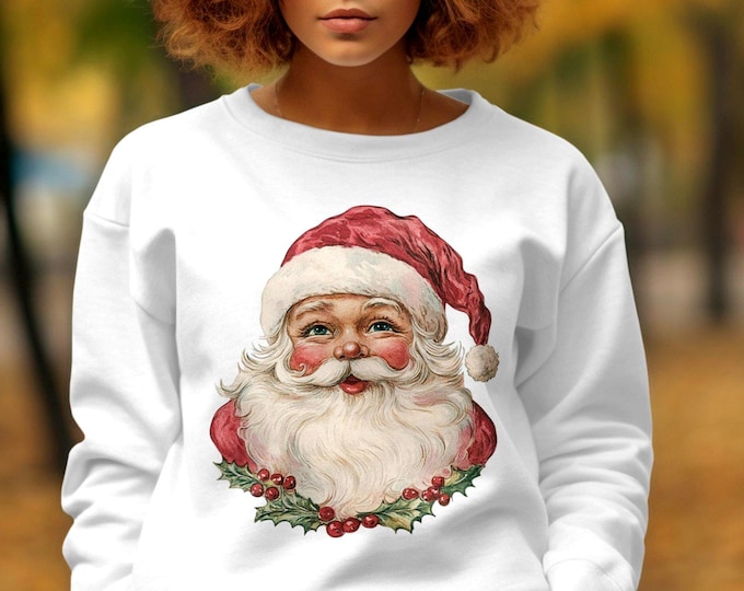Vintage Santa Claus Sweatshirt, Christmas Holiday Pullover, Festive Santa Face Jumper, Holiday Winter Apparel, Merry Christmas Sweater