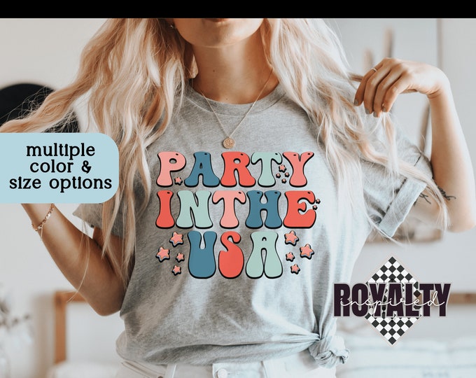 Patriotic Shirt, Retro Trendy July 4th shirt, Comfort Colors July 4th Shirt - Red, White, and Blue Tee
