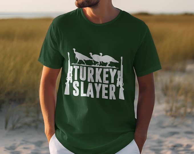 Turkey Slayer T-Shirt, Funny Hunting Shirt, Thanksgiving Turkey Humor, Hunter Gift, Outdoor Enthusiast Apparel, Wild Turkey Tee
