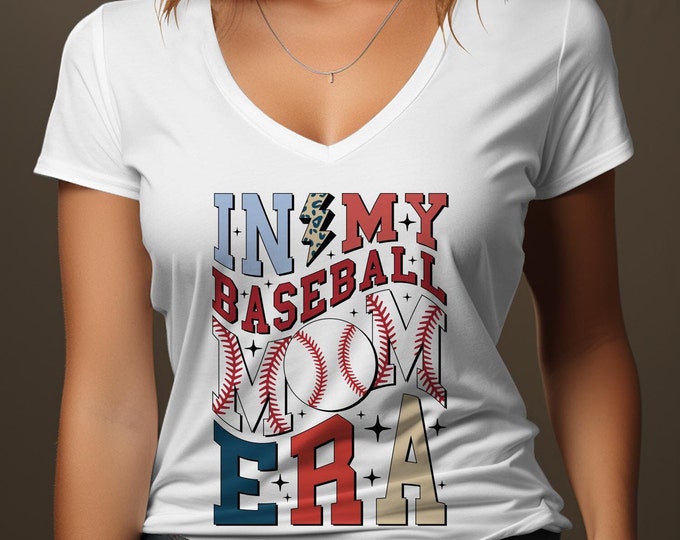 In My Baseball Mom Era T-Shirt, Retro Baseball Mom Era Cropped Tee, Baseball Mom V Neck T-Shirt, Baseball Mom Era Apparel, Team Mom Gift