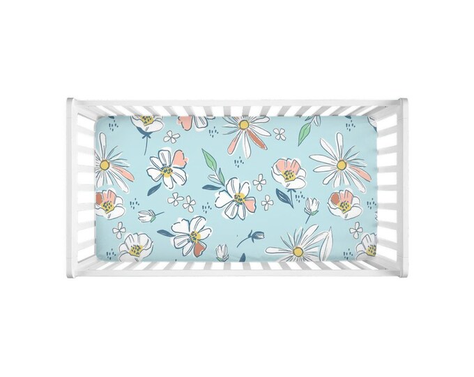 Whimsical Floral Crib Sheet | Vintage Charm Baby Bedding, Gift For New Baby, Floral Nursery Bedding