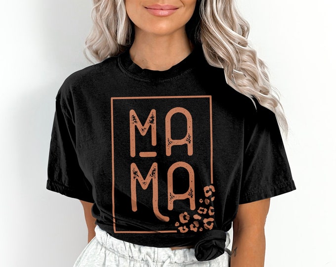 Comfort Colors Mama Shirt Leopard Minimalist MaMa Shirt For Mom, Cute Mom Tee, Mother's Day Gift, Mama T-Shirt