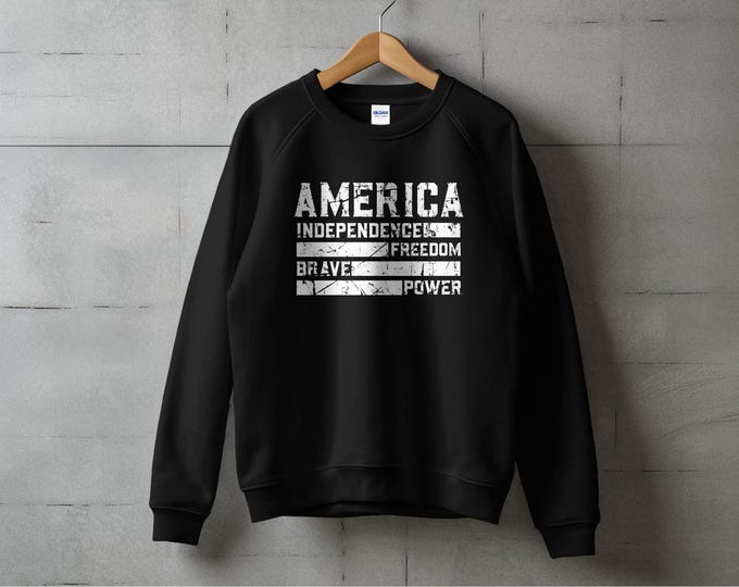 American Independence Sweatshirt, Patriot Apparel, Brave Freedom Hoodie, Power Casual Wear, USA Pride Clothing