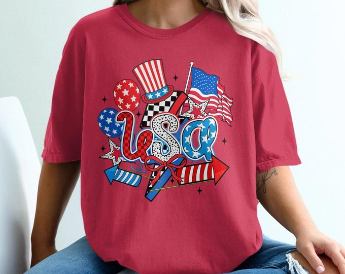 Retro Uncle Sam Patriotic USA T Shirt  American Flag Shirt, 4th of July Top, Independence Day Gift, Red White and Blue T Shirt, USA Pride