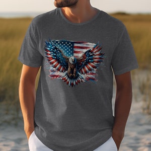 American Flag Eagle T-Shirt Patriotic Bald Eagle Shirt USA Flag Wings Tee 4th of July Shirt American Pride Shirt Freedom Tee