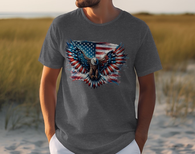 American Flag Eagle T-Shirt Patriotic Bald Eagle Shirt USA Flag Wings Tee 4th of July Shirt American Pride Shirt Freedom Tee