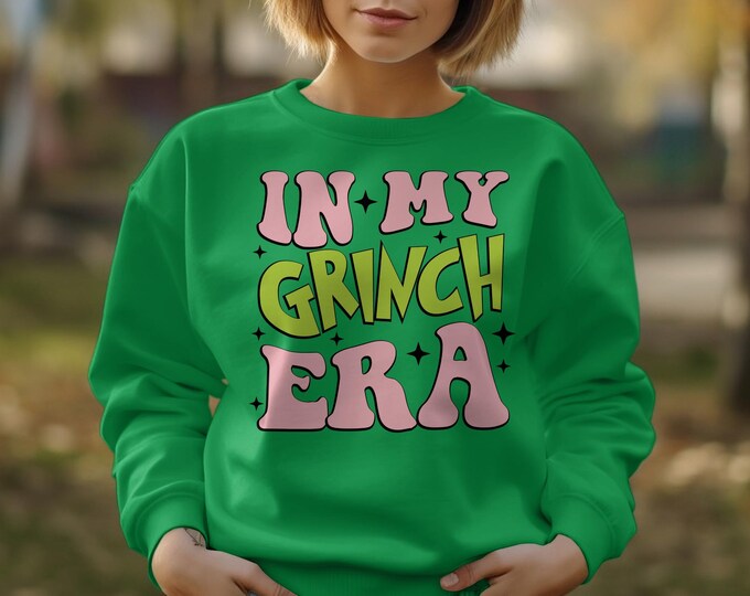 In My Grinch Era Retro Christmas Unisex Sweatshirt - Vintage Grinch Era Holiday Apparel, Matching Family Shirts, In My Grinch Era Mug